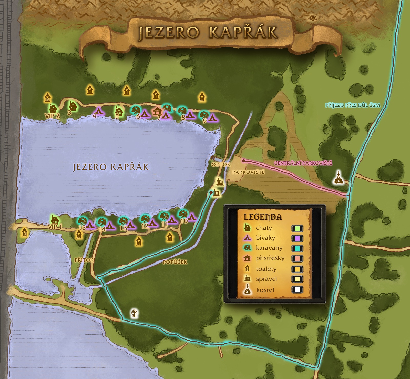 Mapa jezera Kapřák