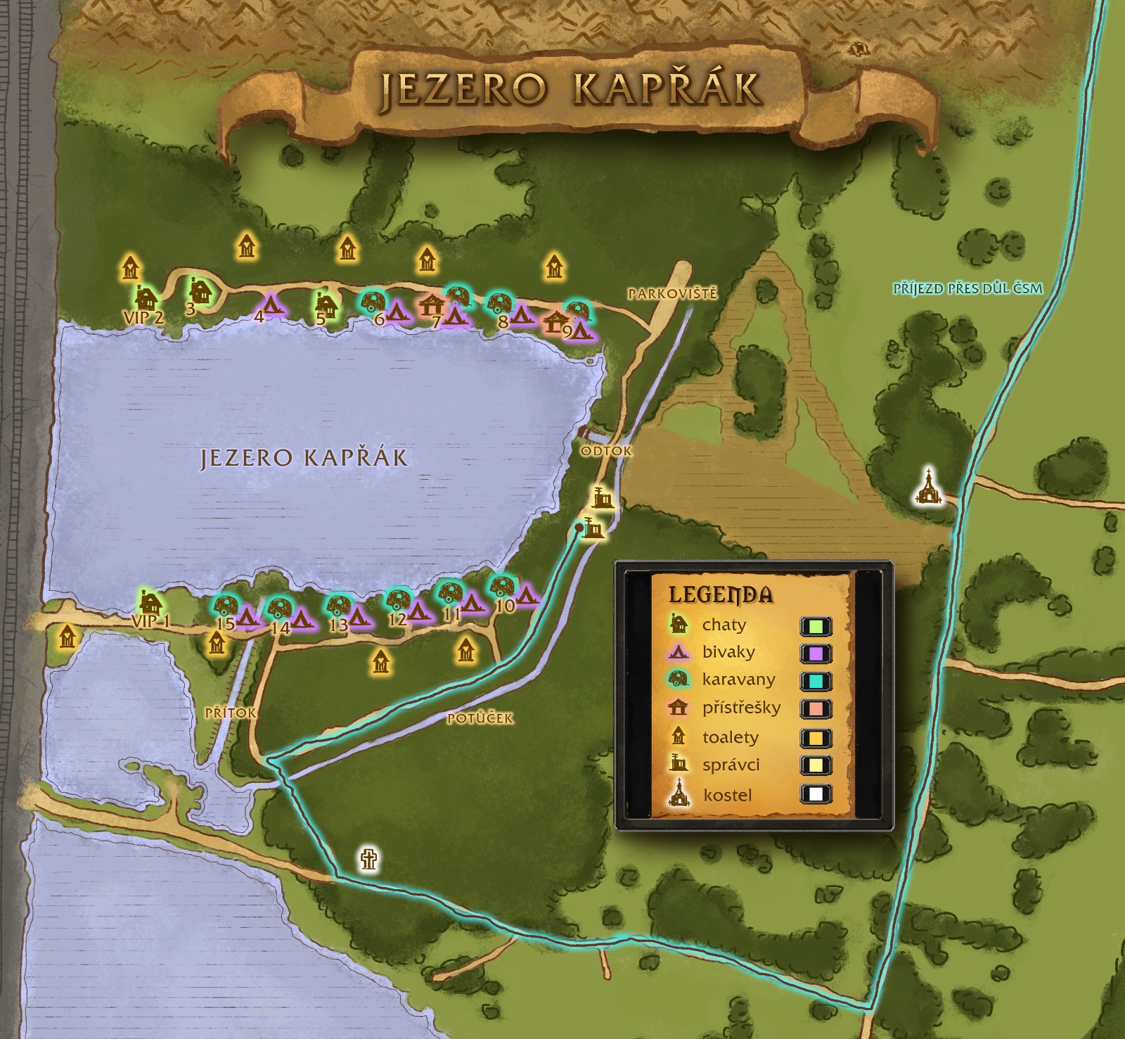 Mapa jezera Kapřák